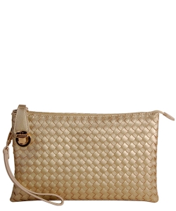 Fashion Woven Clutch Crossbody Bag WU042 GOLD